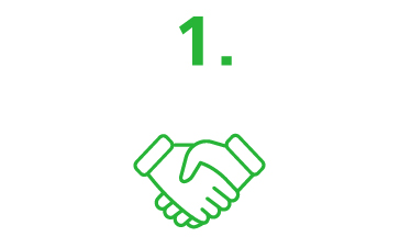 Icon: Grüner Händedruck mit der Nummer 1 darauf.