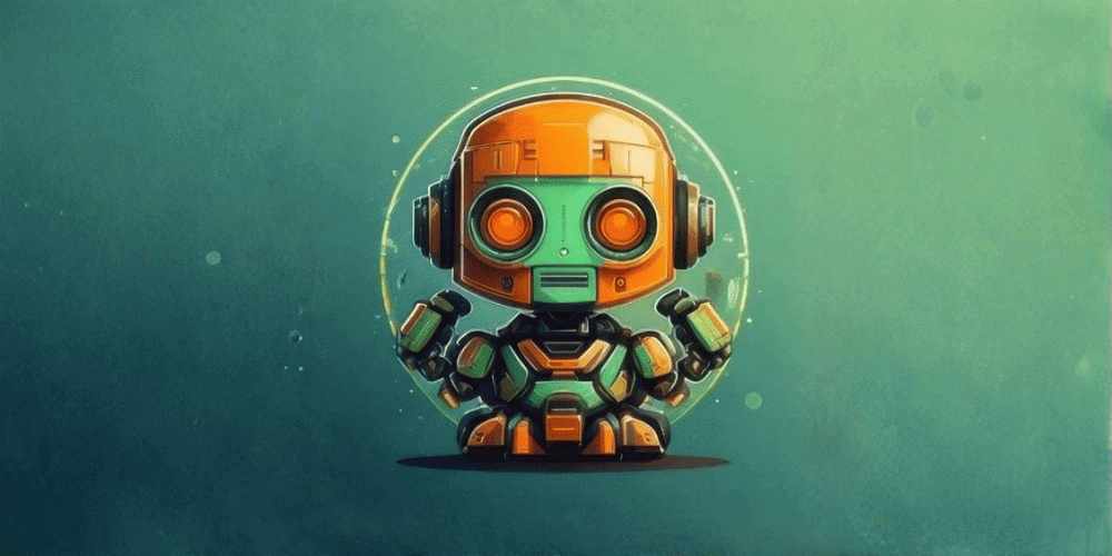 Roboter vor grünem Hintergrund